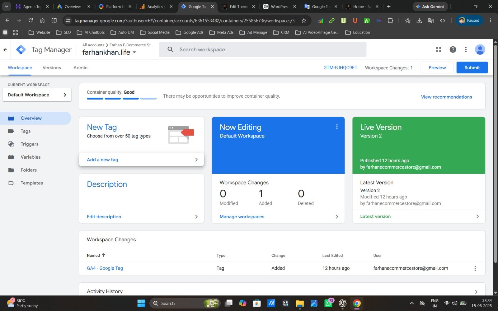 My Work Farhan Khan google tag manager Real World Work