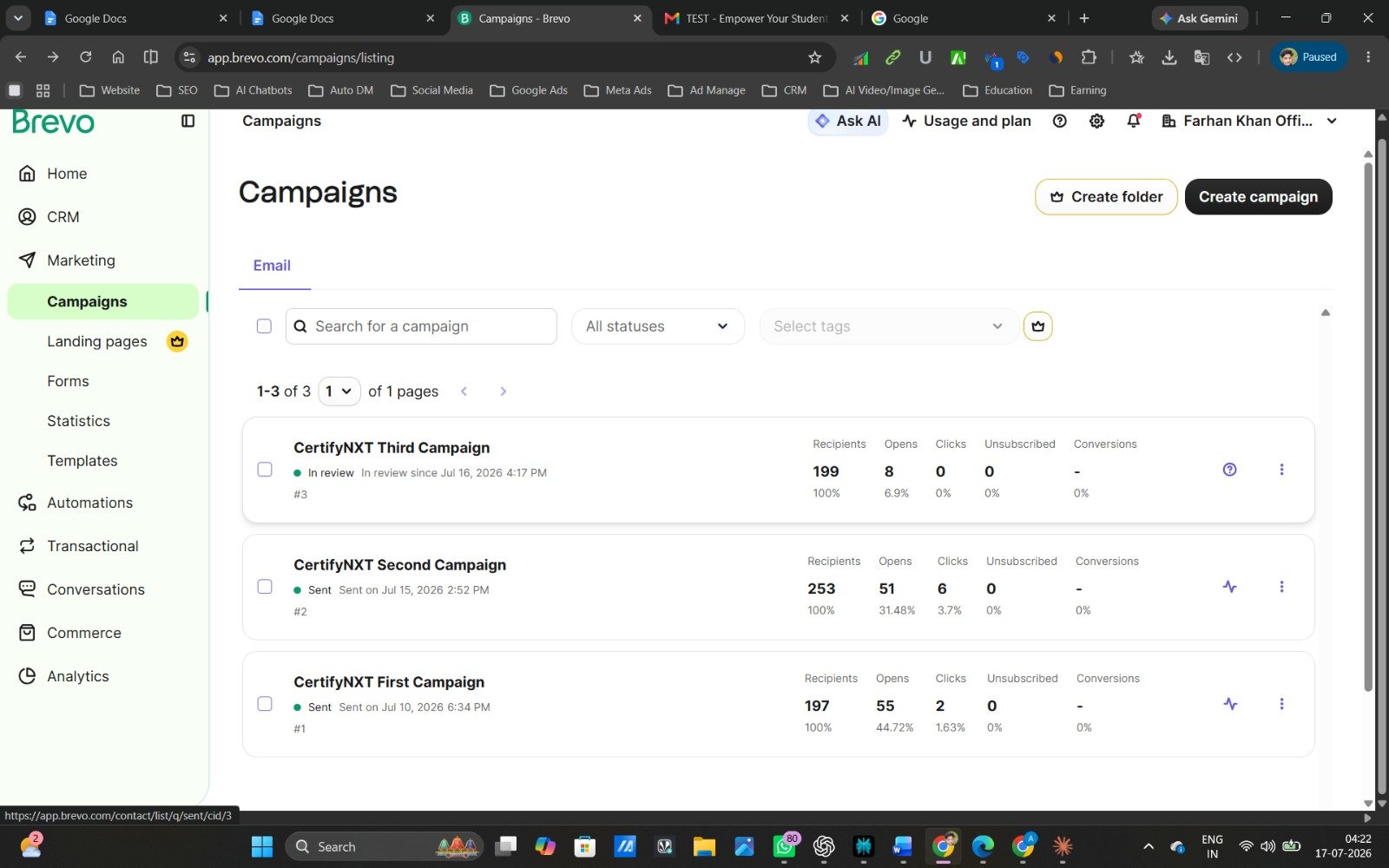 My Work Farhan Khan email marketing Real World Work