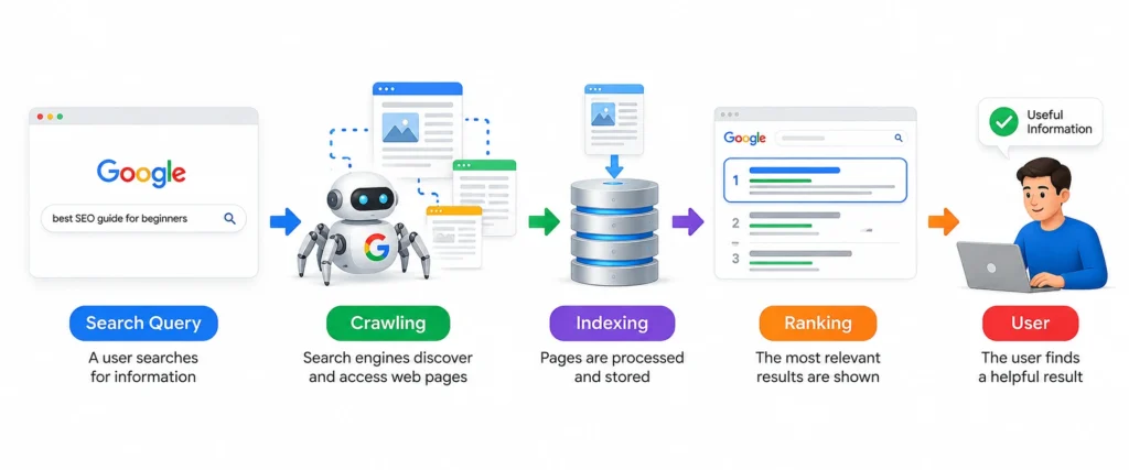 SEO crawling indexing and ranking process