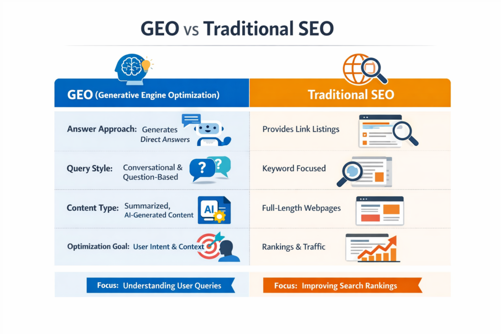 difference between geo vs traditional seo