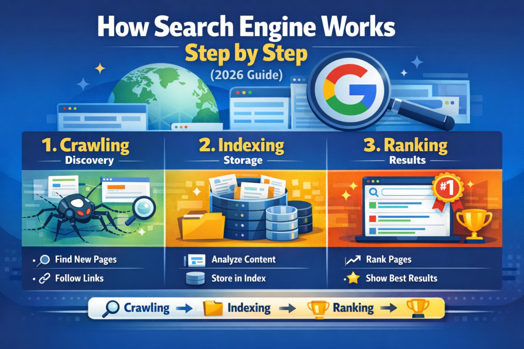 how search engine works step by step (2026 guide)
