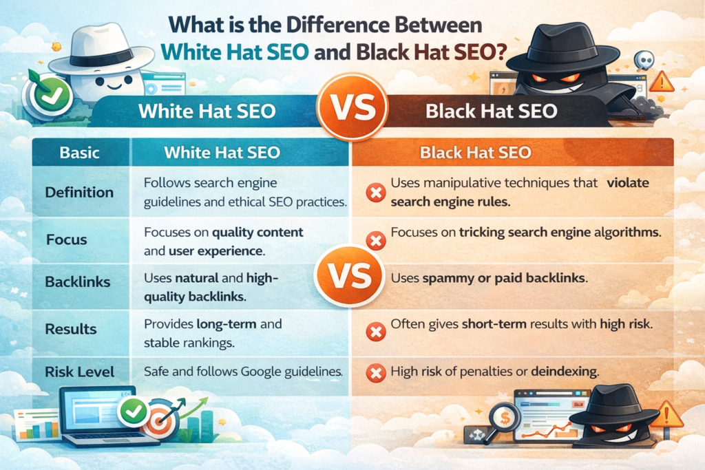 what is the difference between white hat seo and black hat seo