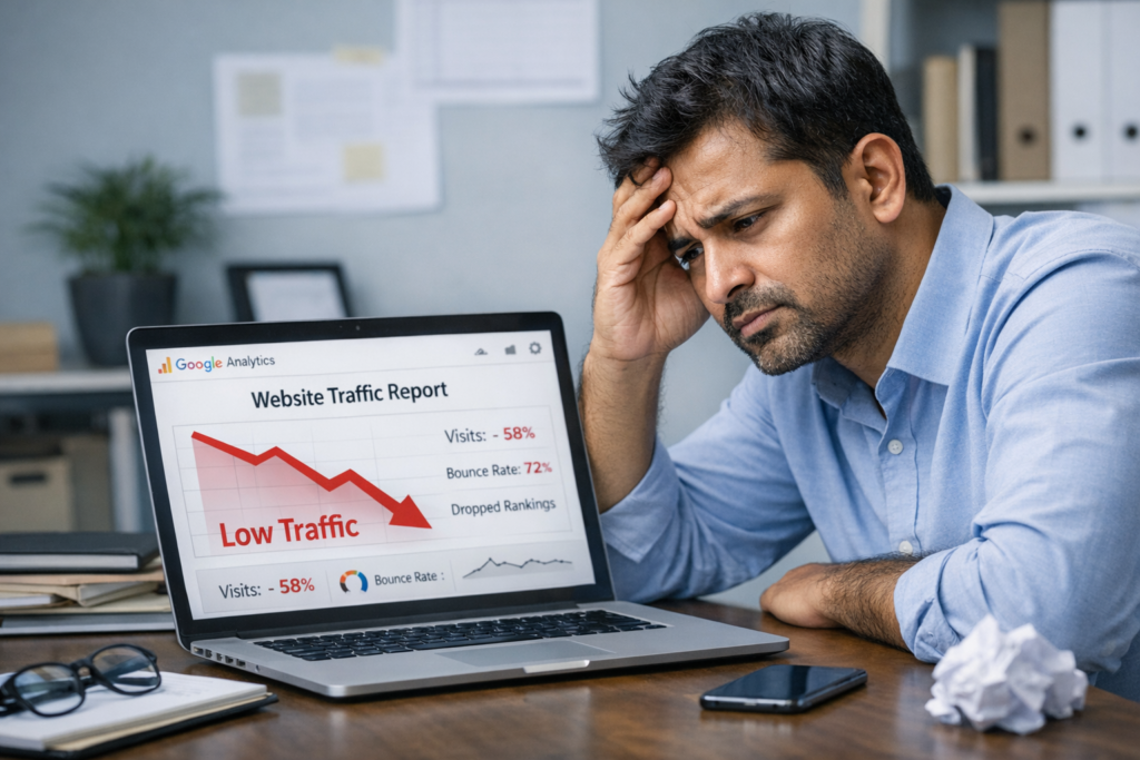 Low website traffic and ranking issues faced by businesses in Kolkata