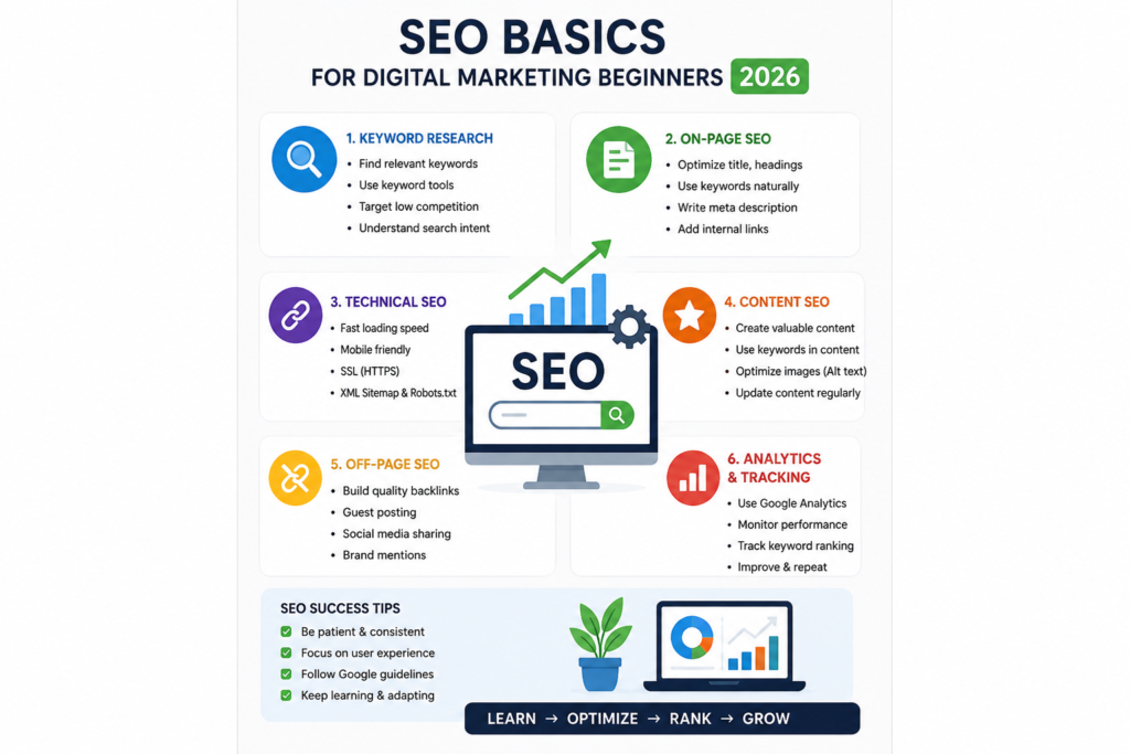 SEO basics for digital marketing beginners chart 2026

