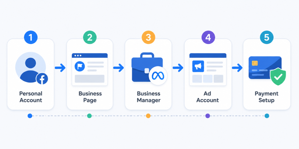 The Ultimate Meta Ads Guide for 2026: From Zero to Advanced Meta Business Suite account setup flowchart